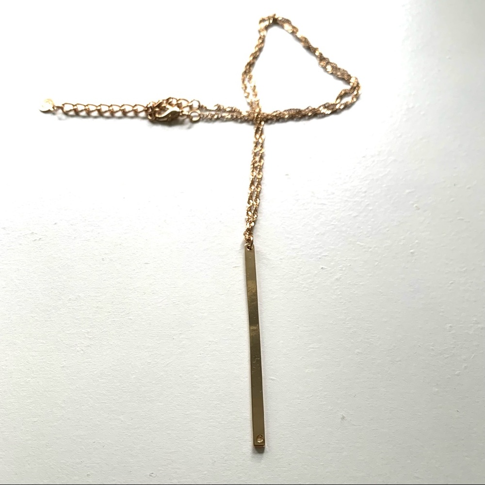 Gold vertical bar necklace with gold chain